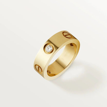 [⭐Veyra]LOVE RING 5.5MM 3 DIAMONDS PINK GOLD